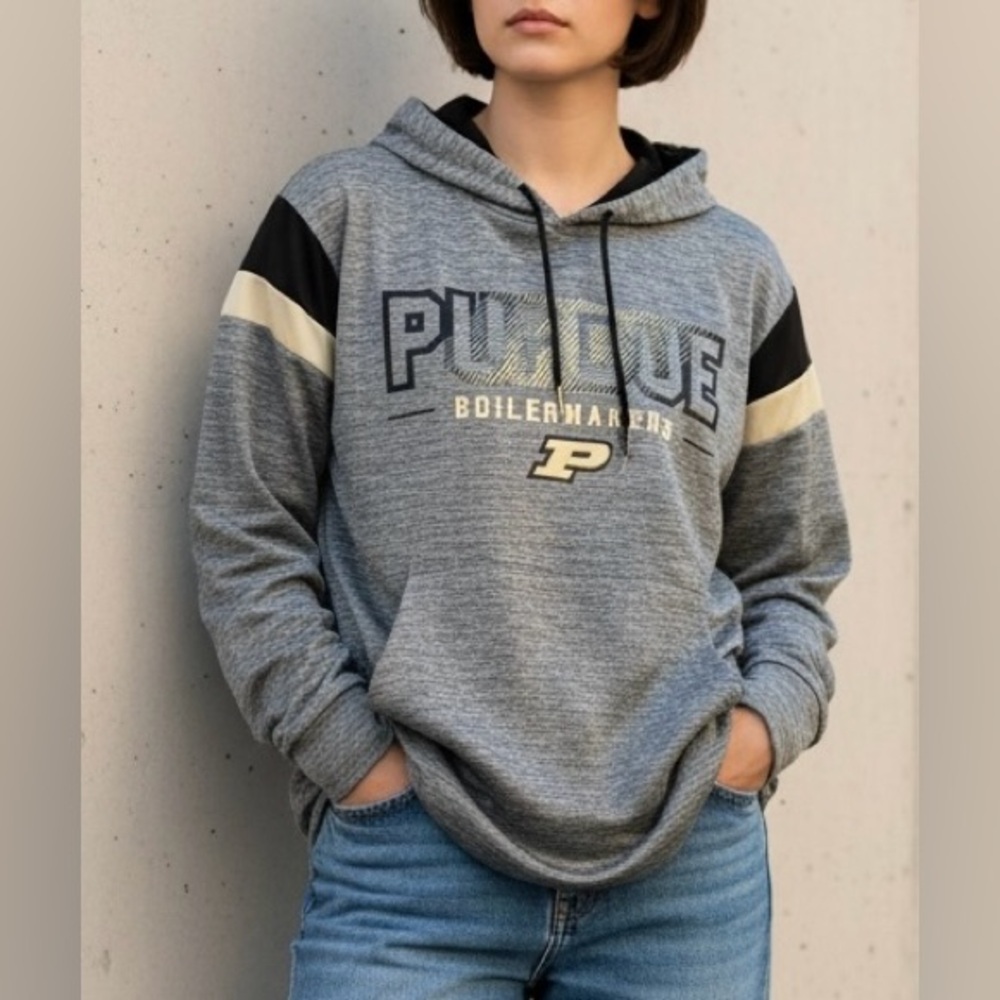 Colosseum Purdue Boilermakers hooded t-shirt Youth Long Sleeve gray youth‎ XL